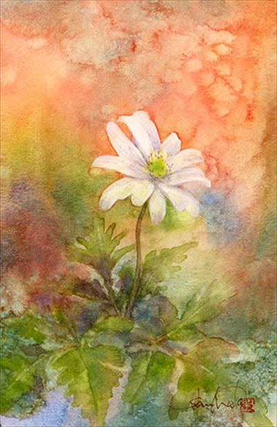 水彩画　あこがれ　花 watercolour by Osamu Murata 村田收