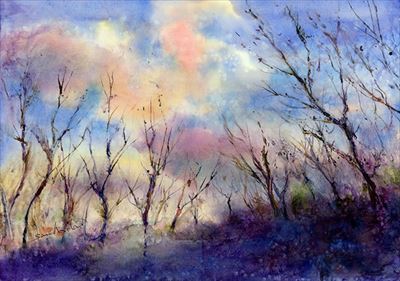 風景の水彩画　たそがれ watercolour by Osamu Murata 村田收