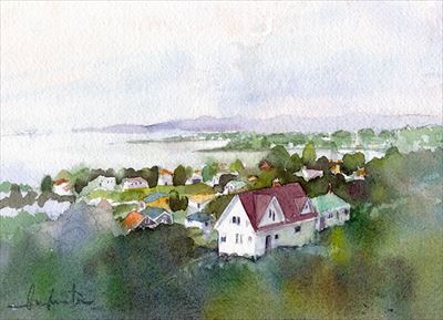風景の水彩画　カナダ　ビクトリア watercolour by Osamu Murata 村田收