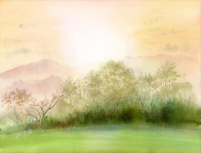 水彩画　朝 watercolour by Osamu Murata 村田收