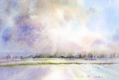 水彩画　風景　田園の光 watercolour by Osamu Murata 村田收