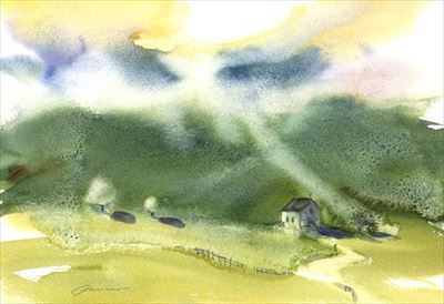 風景の水彩画　[In The Countryside]　watercolour by Osamu Murata 村田收