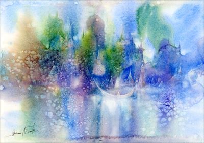 ファンタジー水彩画 　「時の旅人」watercolour by Osamu Murata 村田收